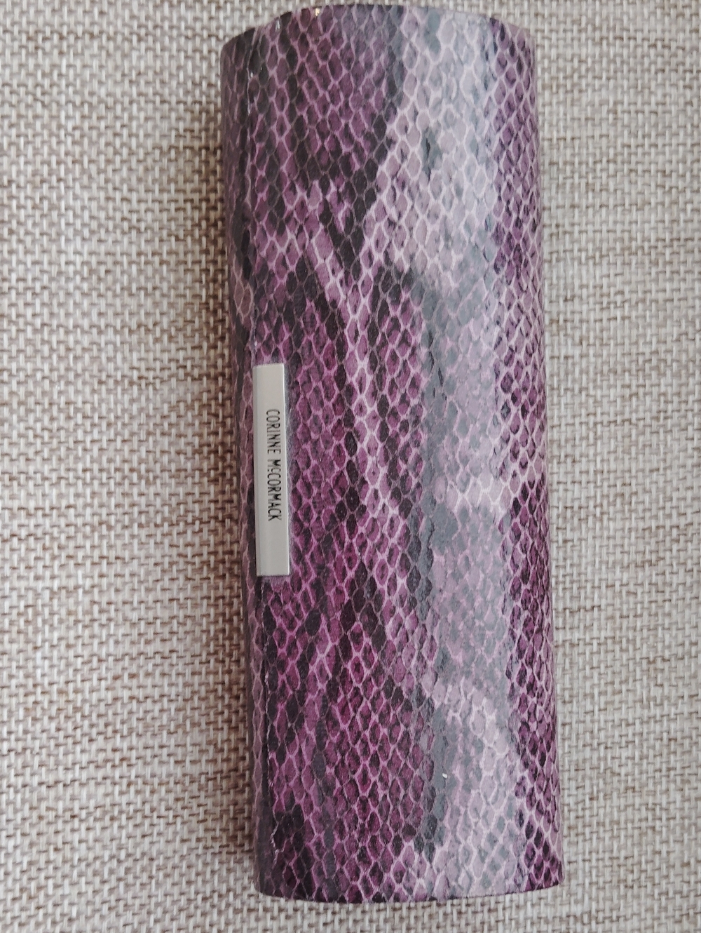 Purple Snake-Print Eyeglass Case